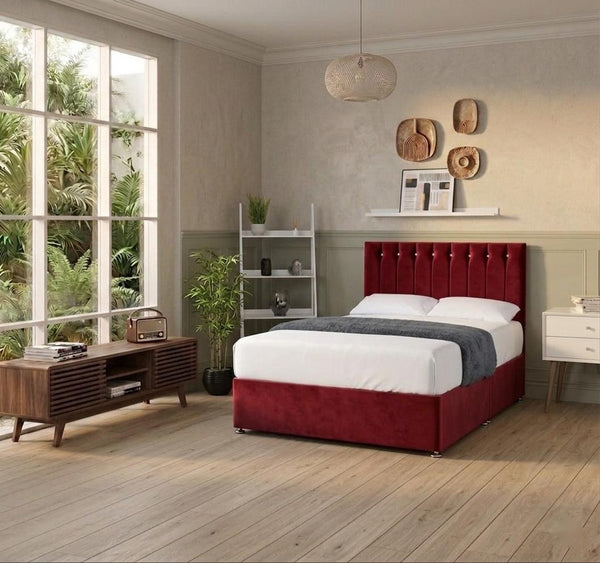 Crimson Red Velvet Divan Bed