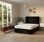 Haven Nest Raven Deep Burgundy Velvet Divan Bed Set